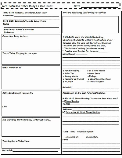 Writing Lesson Plan Template Luxury Lesson Planning Template with Places to Write Meaningful